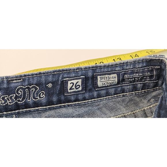 Miss Me Rhinestone Studded Jean's Jp513054 Skinny bling 26 / 29 y2k thick stitch - Picture 7 of 9